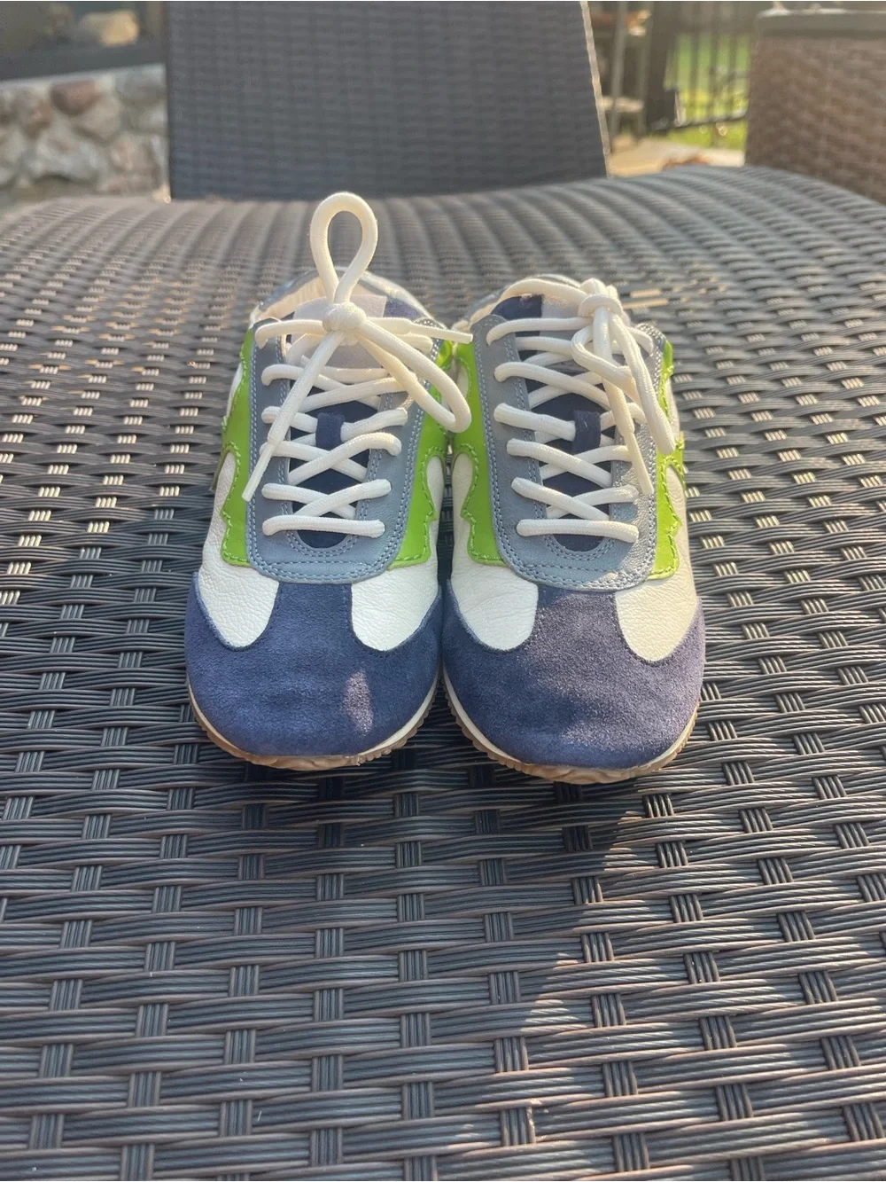 Tory Burch Navy, White & Lime Green Lace-Up Sneakers